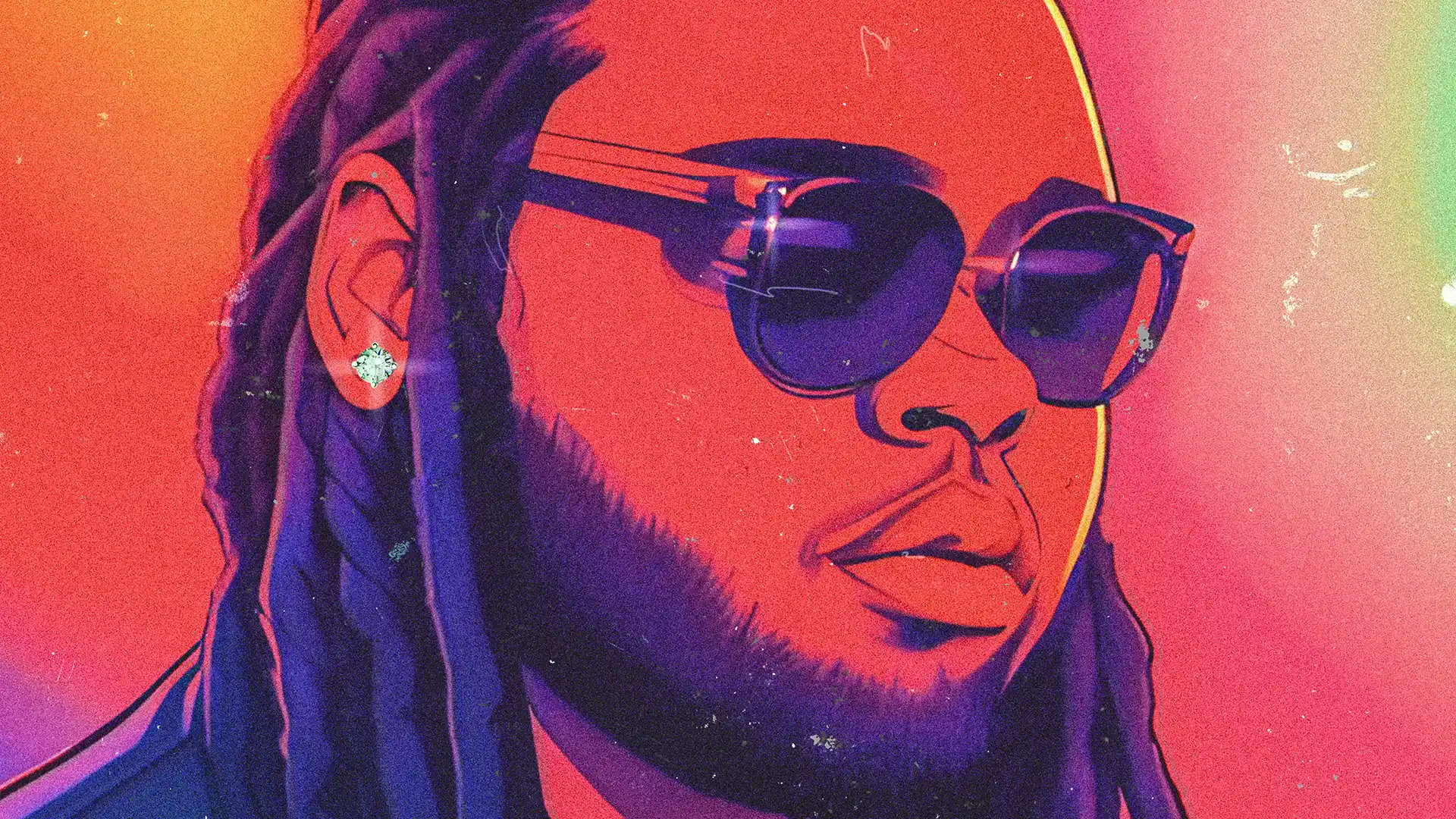 Kid Travis in vibrant sunglasses, image from the cover of his single "PRETTY EYES."