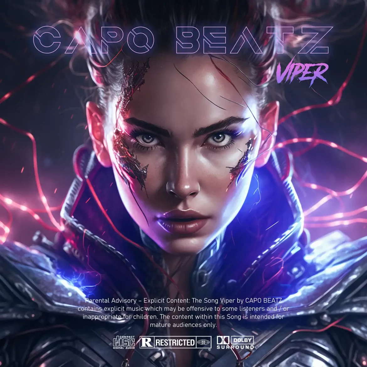 Cover of Capo Beatz's 'VIPER' single - A vibrant design featuring the artist name, song title, and futuristic elements.