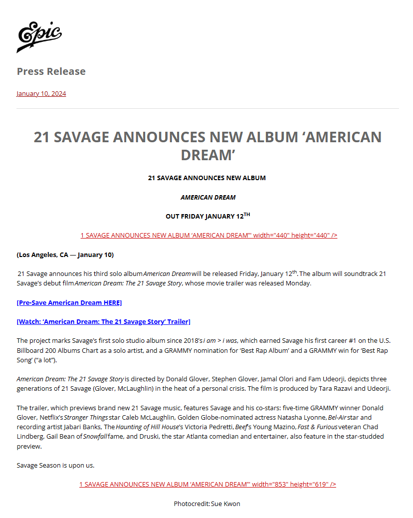 how to make a press release for music album
