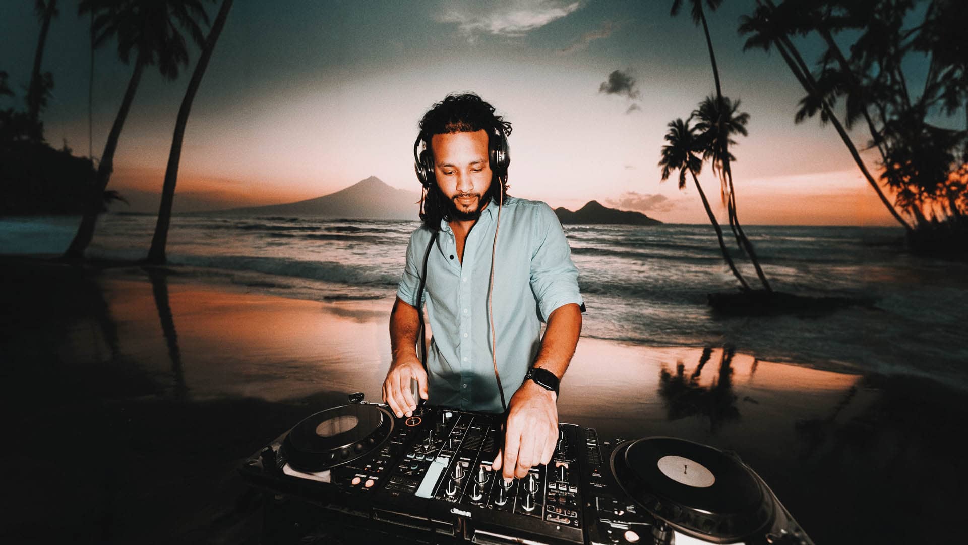 Rodney Hazard DJing at the beach with latest hit 'Love Me Back'.